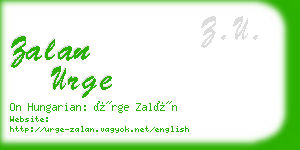 zalan urge business card